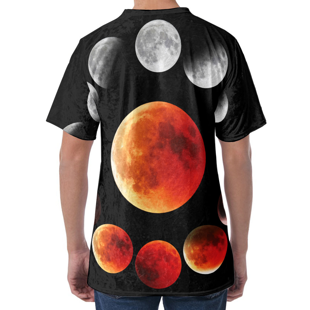 Lunar Eclipse Cycle Print Men's Velvet T-Shirt