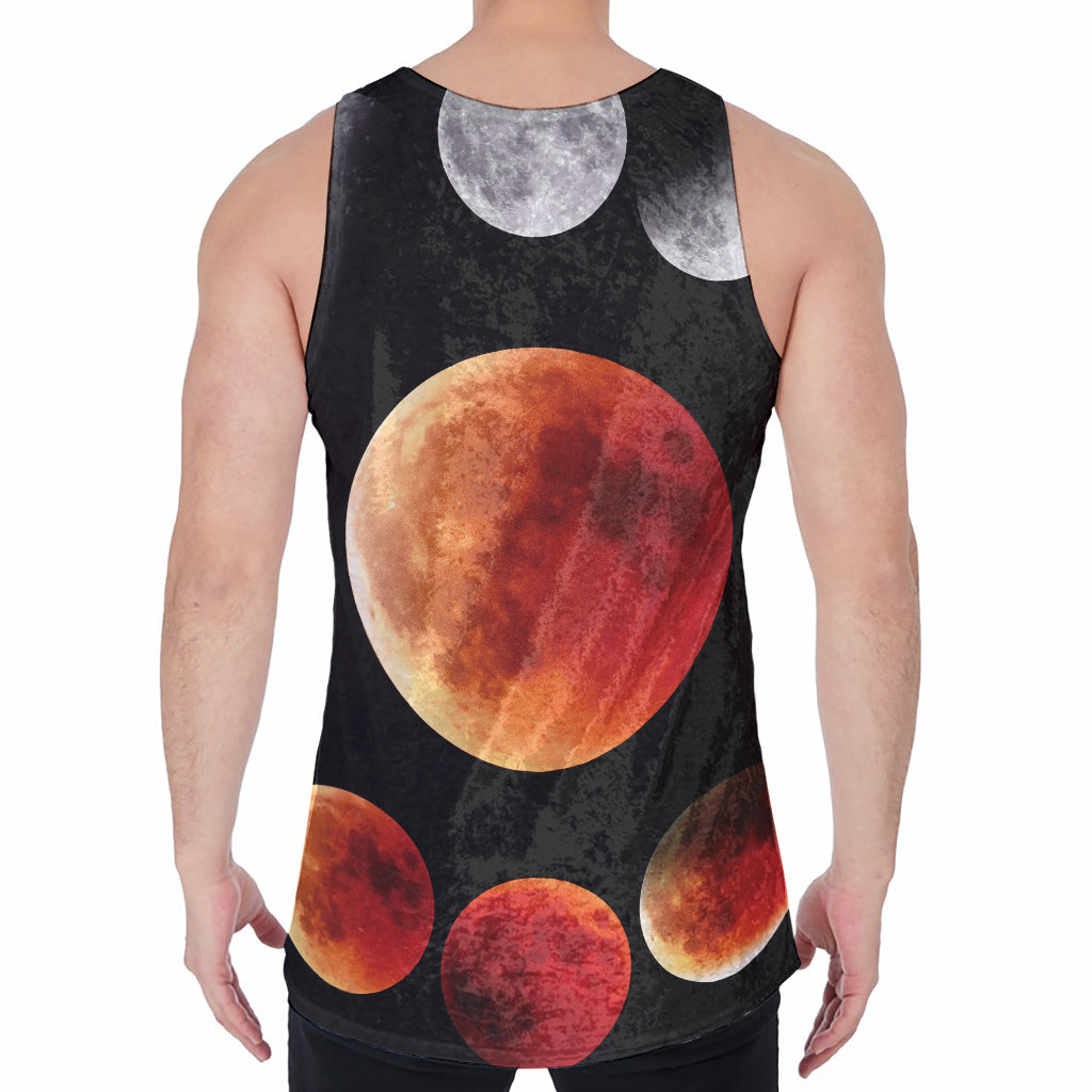 Lunar Eclipse Cycle Print Men's Velvet Tank Top