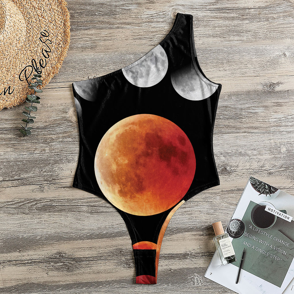 Lunar Eclipse Cycle Print One Shoulder Bodysuit