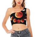 Lunar Eclipse Cycle Print One Shoulder Crop Top