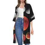 Lunar Eclipse Cycle Print Open Front Beach Cover Up