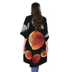 Lunar Eclipse Cycle Print Open Front Beach Cover Up