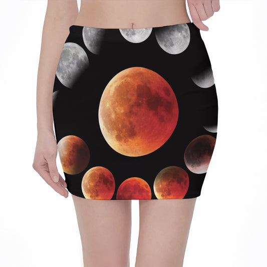 Lunar Eclipse Cycle Print Pencil Mini Skirt