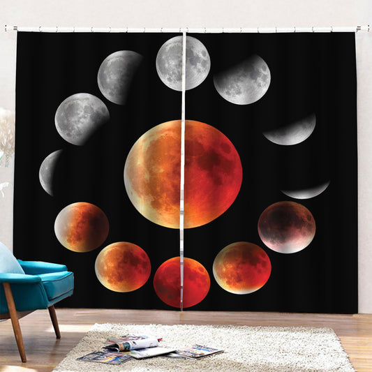 Lunar Eclipse Cycle Print Pencil Pleat Curtains