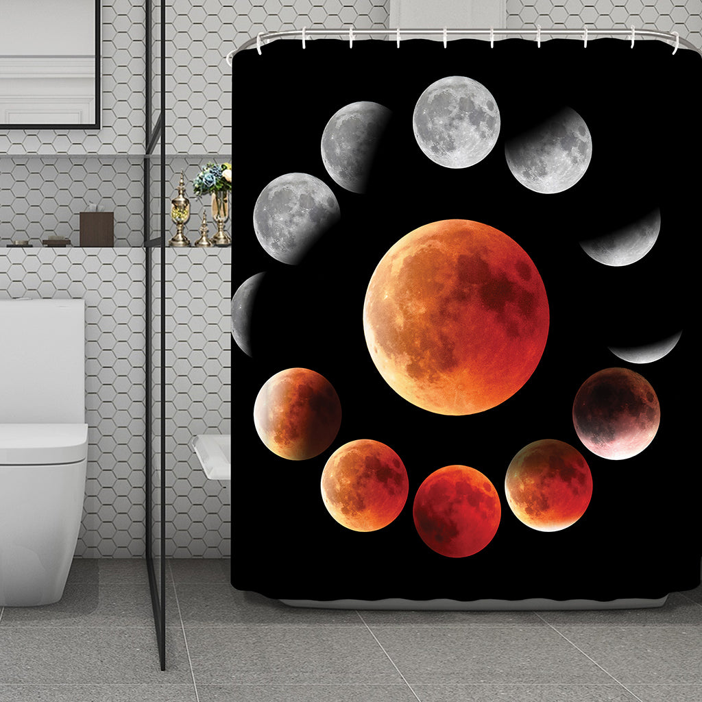 Lunar Eclipse Cycle Print Polyester Shower Curtain