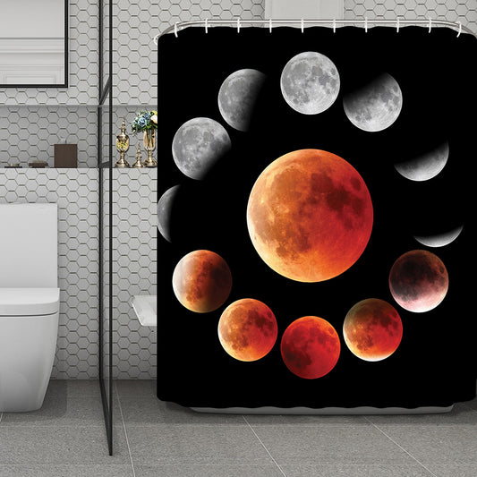 Lunar Eclipse Cycle Print Polyester Shower Curtain