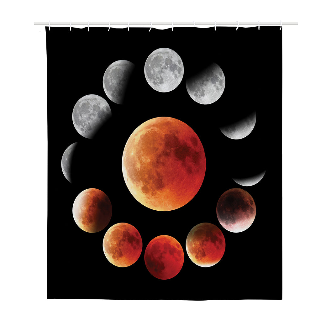 Lunar Eclipse Cycle Print Polyester Shower Curtain