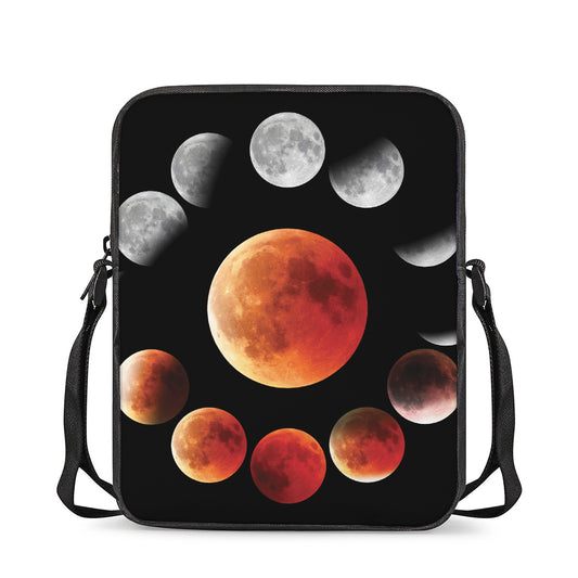 Lunar Eclipse Cycle Print Rectangular Crossbody Bag