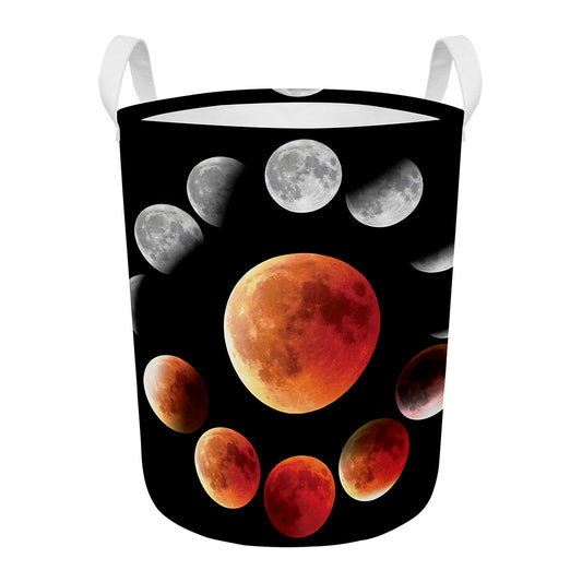 Lunar Eclipse Cycle Print Round Laundry Basket