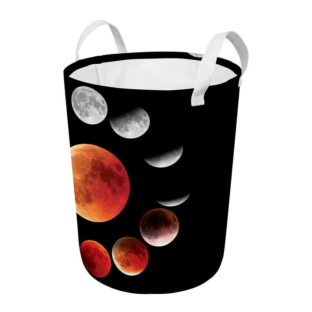 Lunar Eclipse Cycle Print Round Laundry Basket