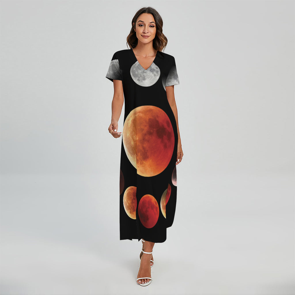 eclipse maxi dress Lunar Eclipse Cycle Print Short Sleeve Maxi Dress