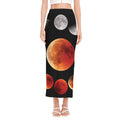 Lunar Eclipse Cycle Print Side Slit Maxi Skirt
