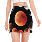 Lunar Eclipse Cycle Print Side Slit Mini Skirt