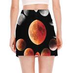 Lunar Eclipse Cycle Print Side Slit Mini Skirt