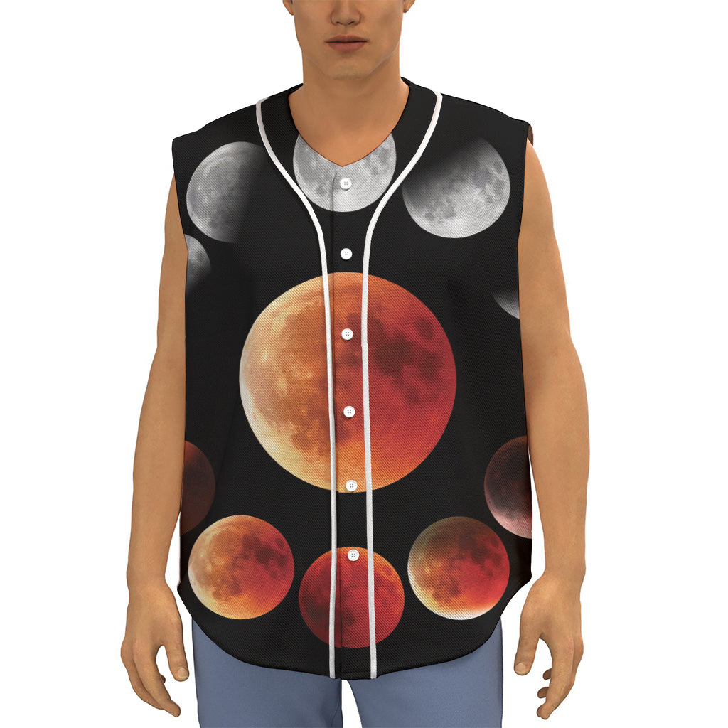 Lunar Eclipse Cycle Print Sleeveless Baseball Jersey