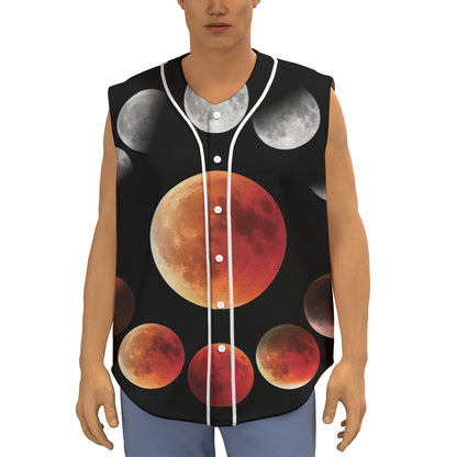 Lunar Eclipse Cycle Print Sleeveless Baseball Jersey