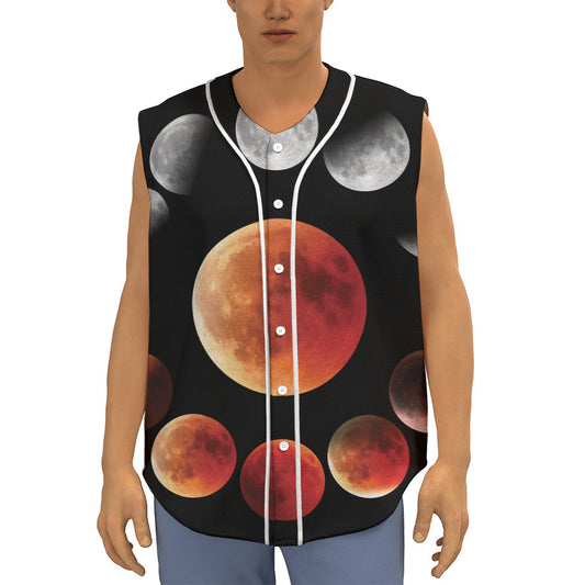 Lunar Eclipse Cycle Print Sleeveless Baseball Jersey