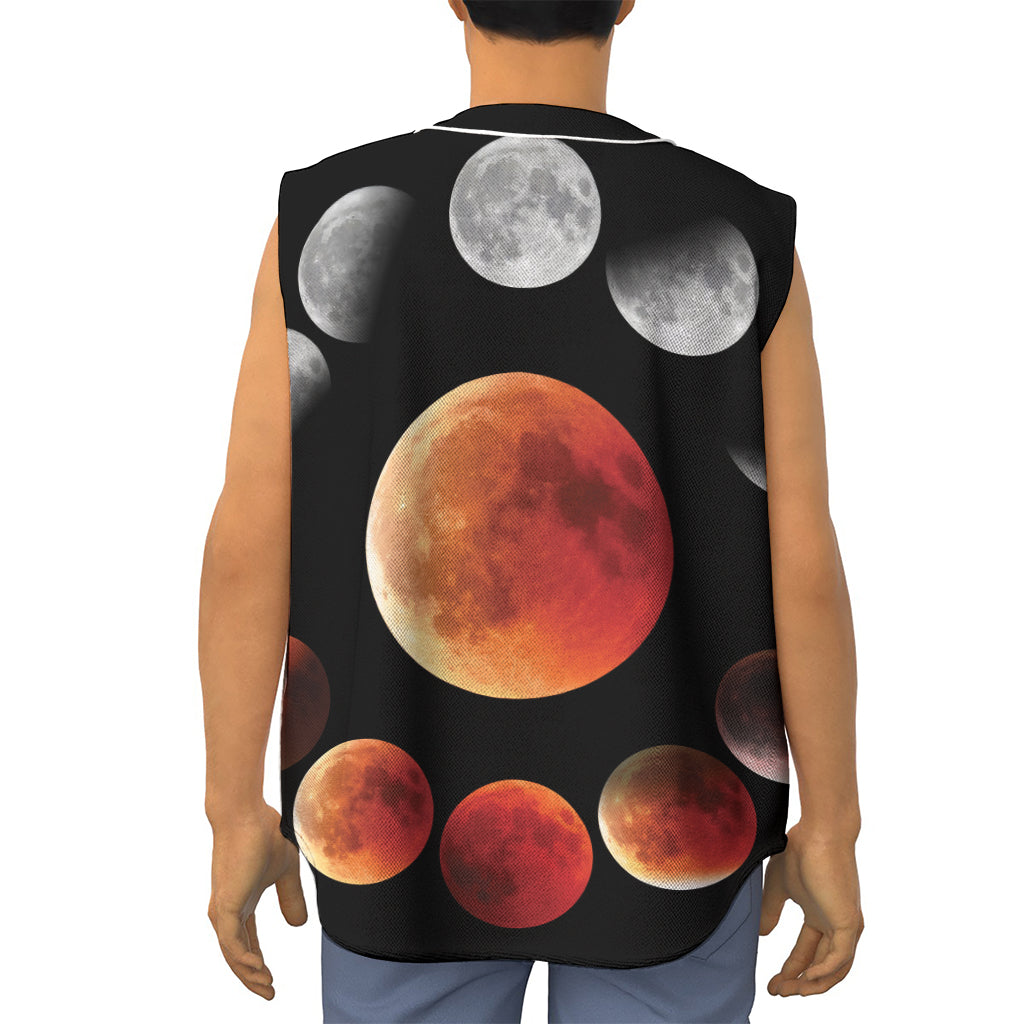 Lunar Eclipse Cycle Print Sleeveless Baseball Jersey