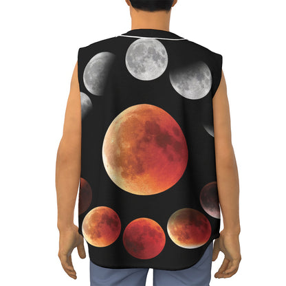 Lunar Eclipse Cycle Print Sleeveless Baseball Jersey