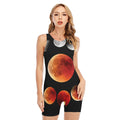 Lunar Eclipse Cycle Print Sleeveless One Piece Swimsuit
