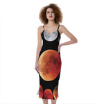 Lunar Eclipse Cycle Print Slim Fit Midi Cami Dress