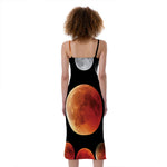 Lunar Eclipse Cycle Print Slim Fit Midi Cami Dress
