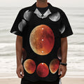 Lunar Eclipse Cycle Print Textured Short Sleeve Shirt