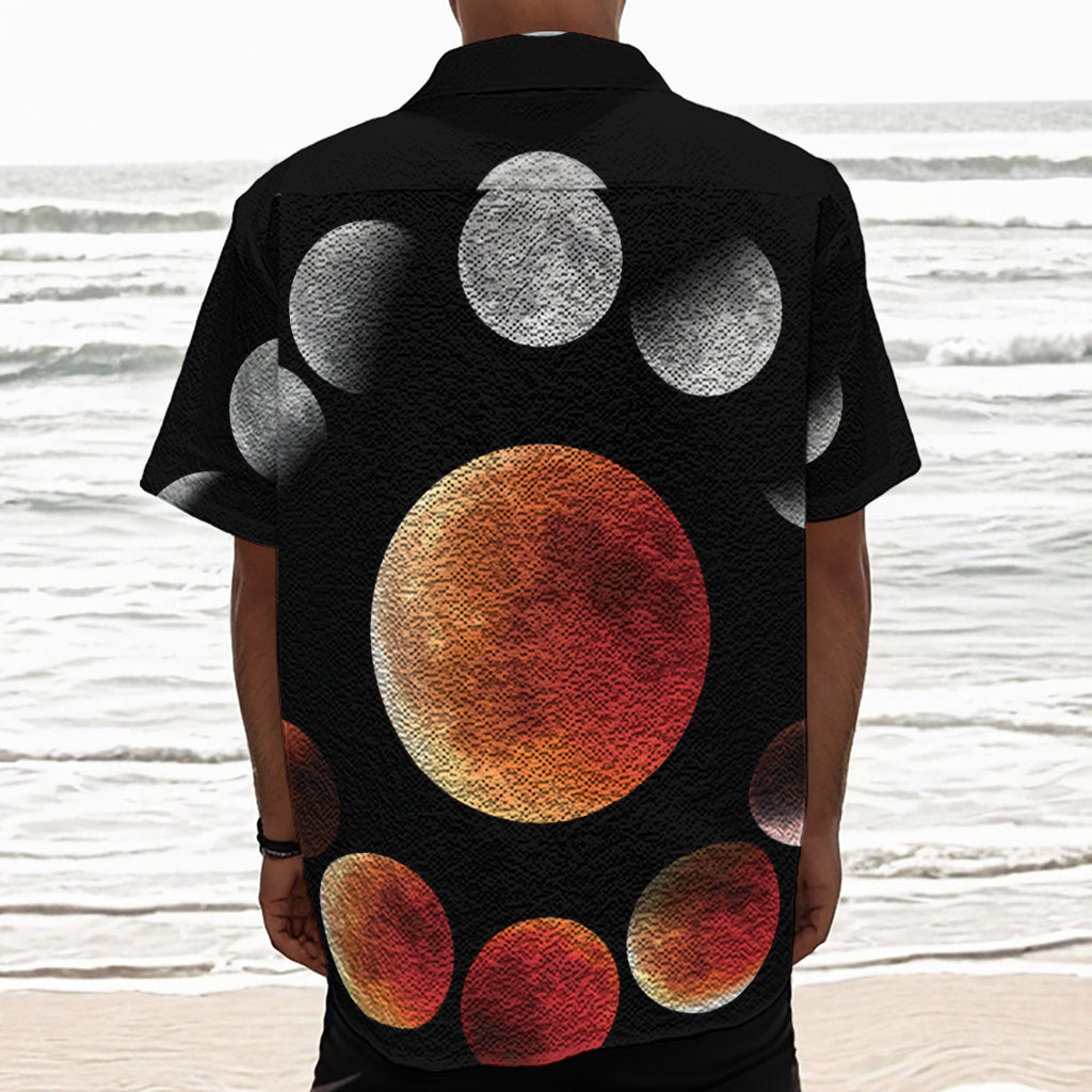 Lunar Eclipse Cycle Print Textured Short Sleeve Shirt