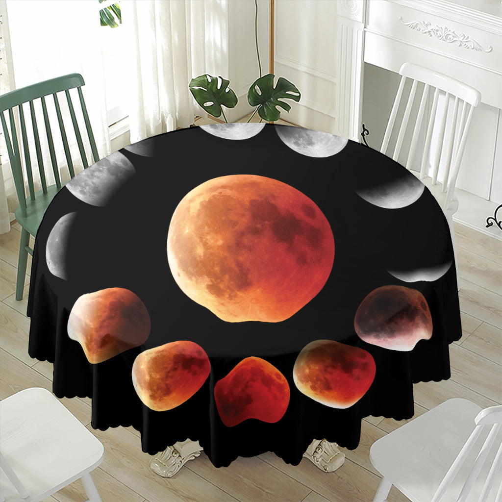 Lunar Eclipse Cycle Print Waterproof Round Tablecloth