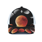 Lunar Eclipse Cycle Print White Mesh Trucker Cap