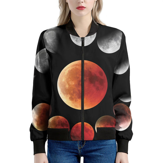 Lunar Eclipse Cycle Print Women's Bomber Jacket