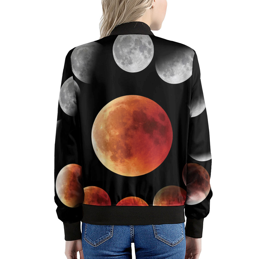 Lunar Eclipse Cycle Print Women's Bomber Jacket