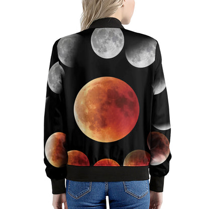 Lunar Eclipse Cycle Print Women's Bomber Jacket