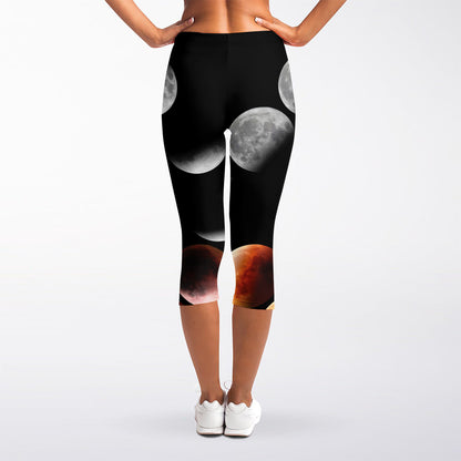 Lunar Eclipse Cycle Print Women's Capri Leggings