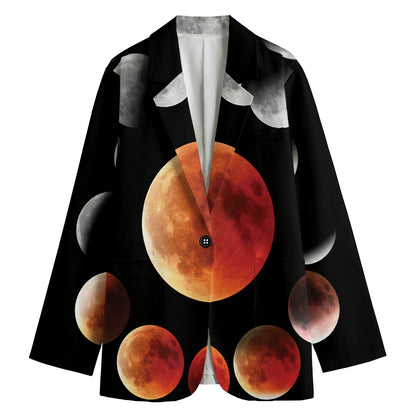 Lunar Eclipse Cycle Print Women's Cotton Blazer
