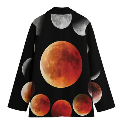 Lunar Eclipse Cycle Print Women's Cotton Blazer