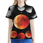 Lunar Eclipse Cycle Print Women's Polo Shirt
