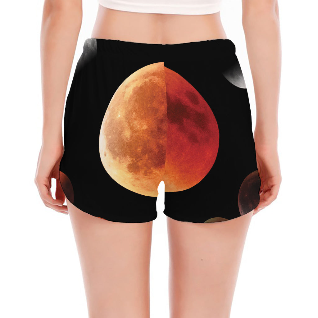 Lunar Eclipse Cycle Print Women's Split Running Shorts
