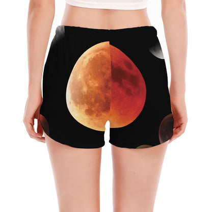 Lunar Eclipse Cycle Print Women's Split Running Shorts