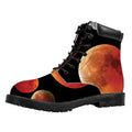 Lunar Eclipse Cycle Print Padded Collar Lace Up Boots