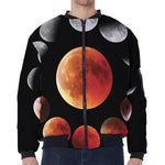 Lunar Eclipse Cycle Print Zip Sleeve Bomber Jacket