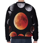 Lunar Eclipse Cycle Print Zip Sleeve Bomber Jacket