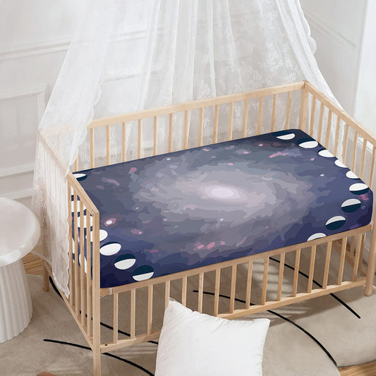Lunar Phase Cycle Print Baby Crib Sheet