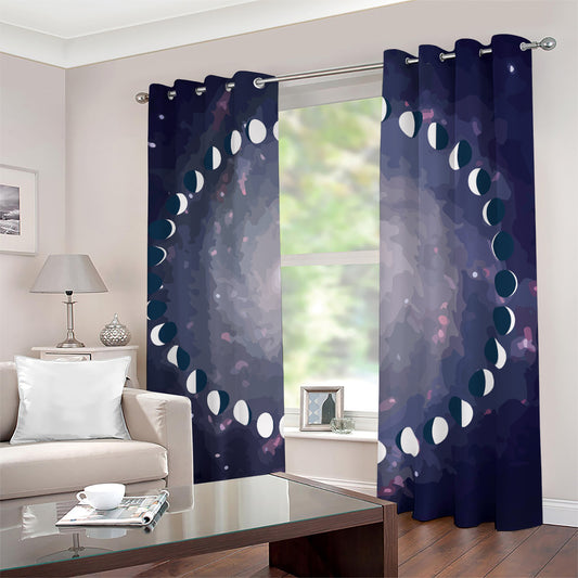 Lunar Phase Cycle Print Blackout Grommet Curtains