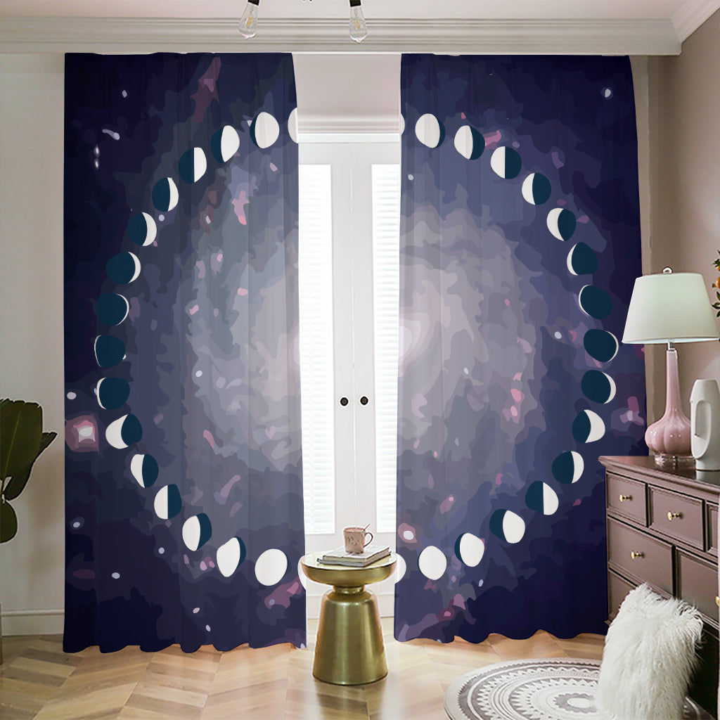 Lunar Phase Cycle Print Blackout Pencil Pleat Curtains