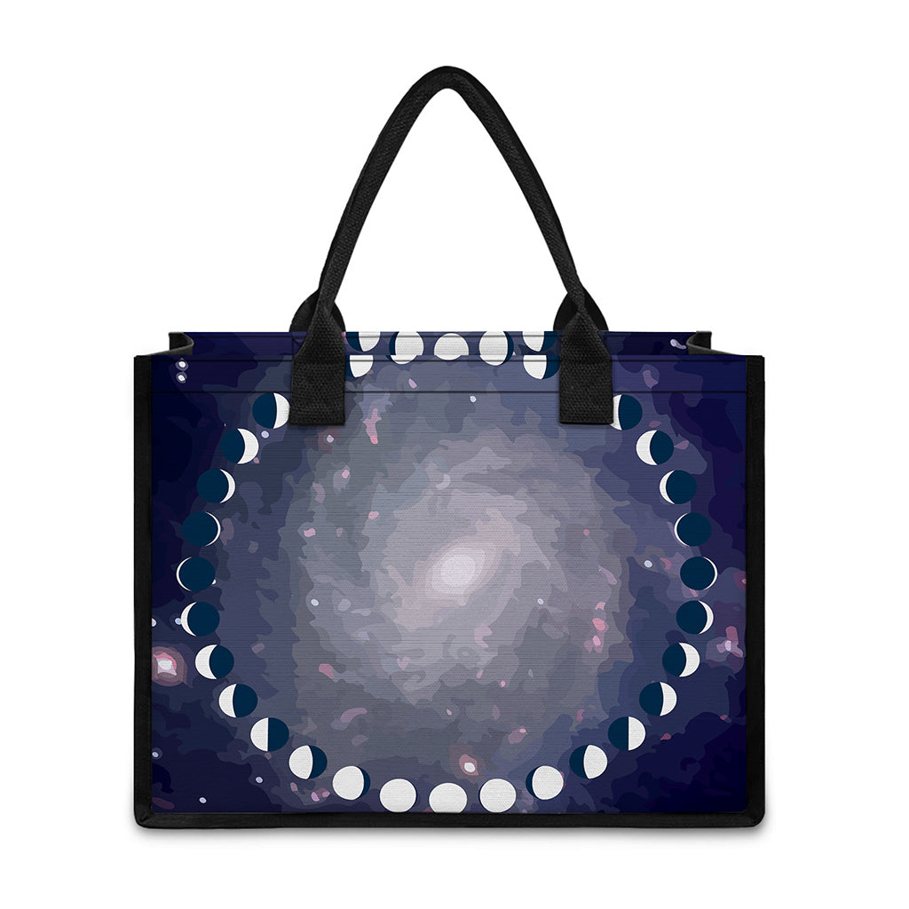 Lunar Phase Cycle Print Canvas Tote Bag