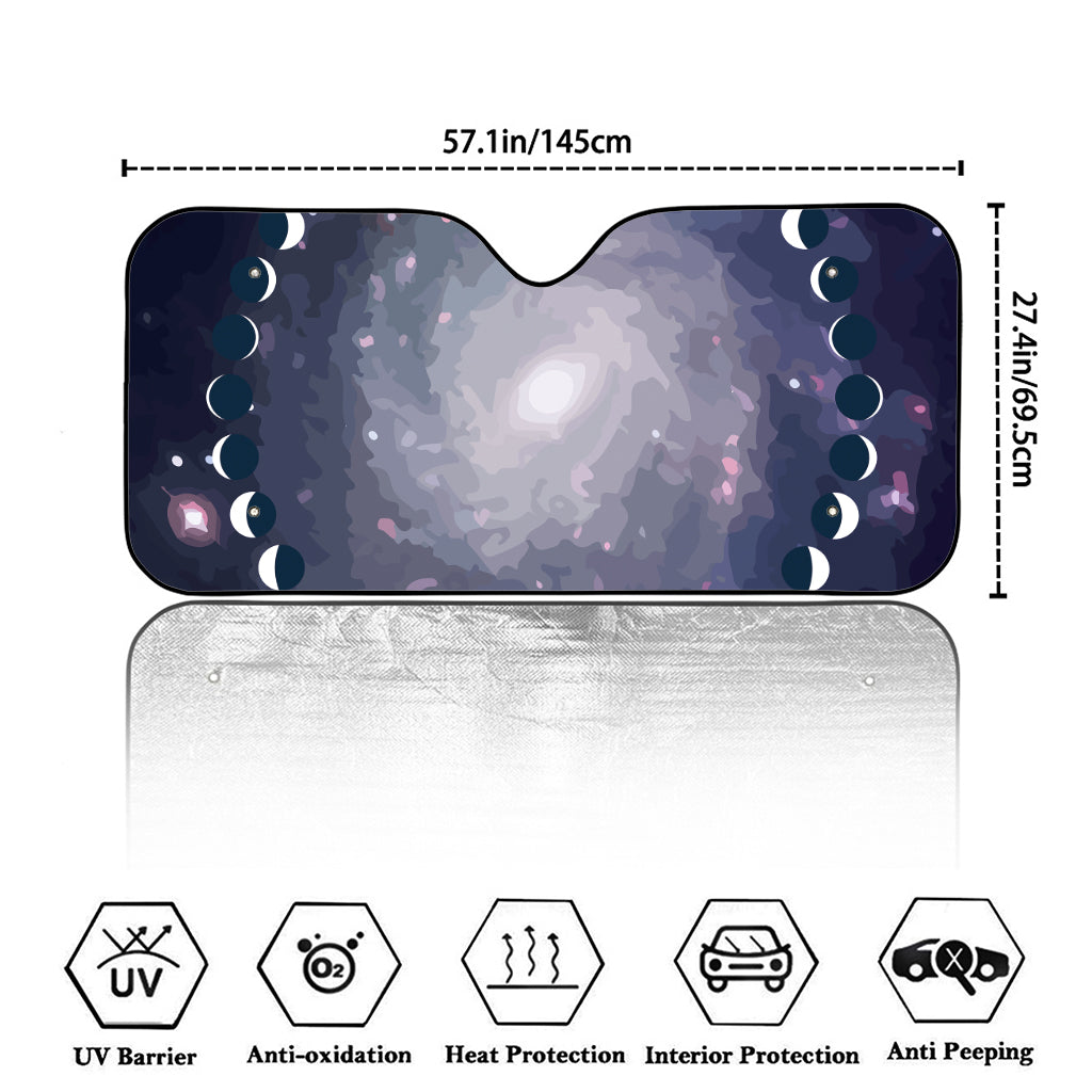 Lunar Phase Cycle Print Car Windshield Sun Shade
