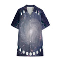 Lunar Phase Cycle Print Cotton Hawaiian Shirt