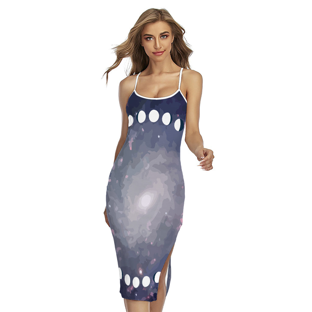 Lunar Phase Cycle Print Cross Back Cami Dress