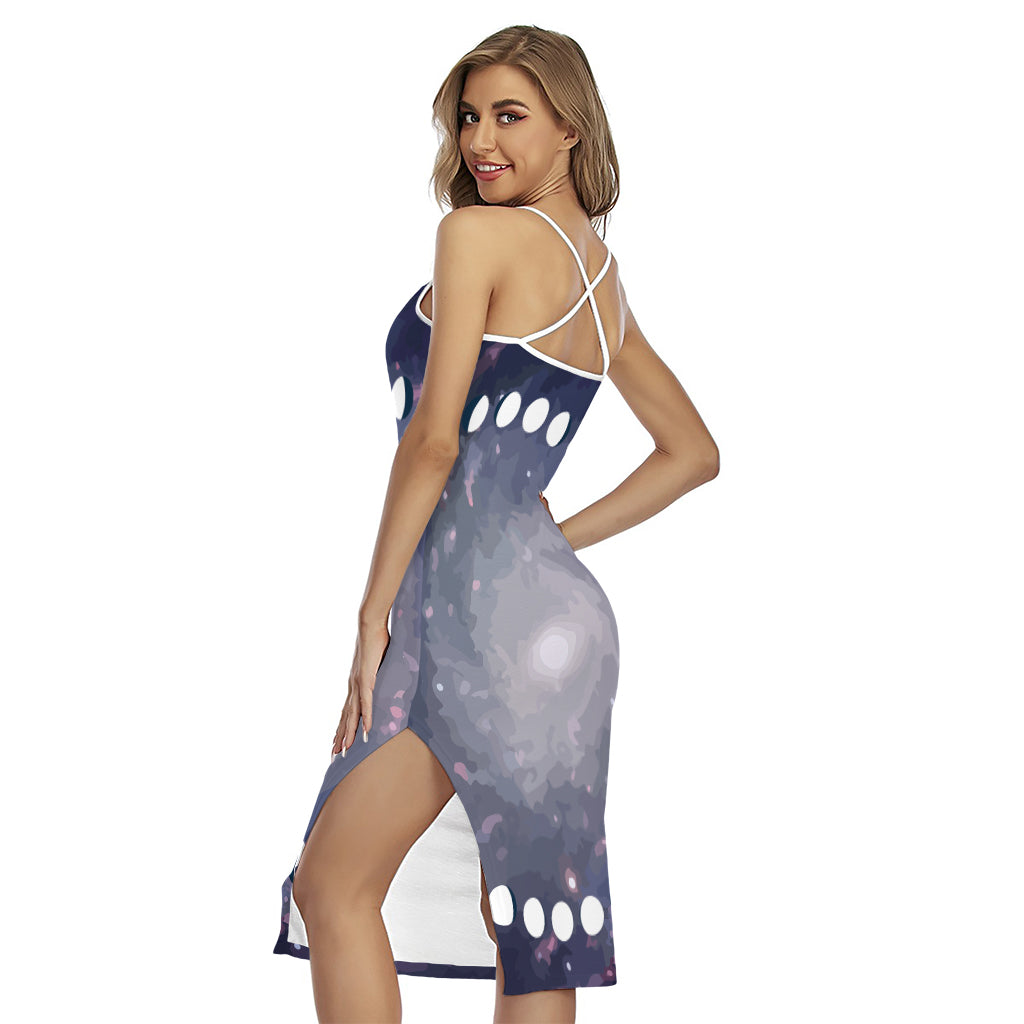 Lunar Phase Cycle Print Cross Back Cami Dress